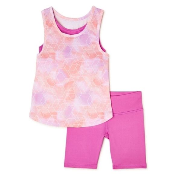 Girls Sports Bra Tank Top Bike Shorts, 3-Piece Active Set Sports - Picture 1 of 6